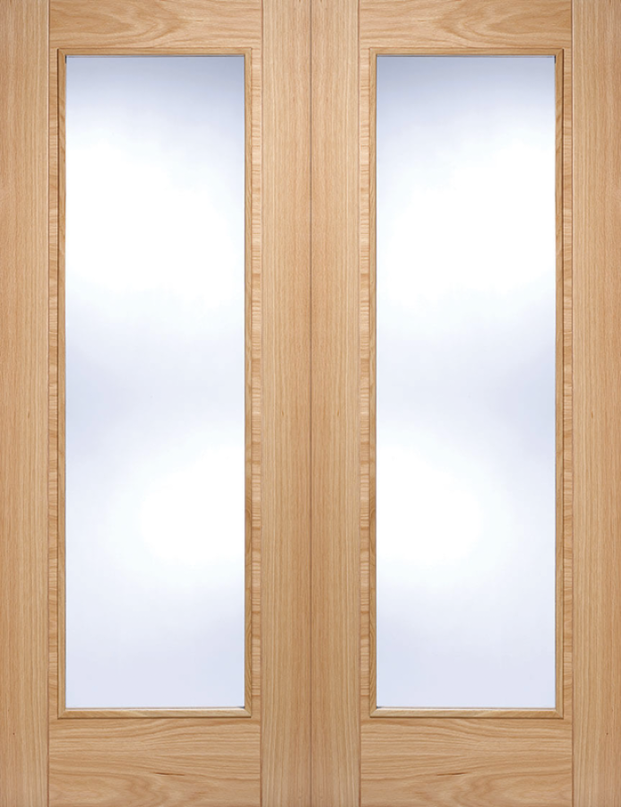 Vancouver Oak Prehung Double Door with Clear Glass (pre-finished)