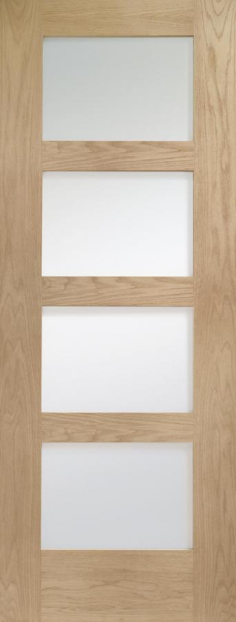 Shaker 4L Internal Oak Door with Clear Glass