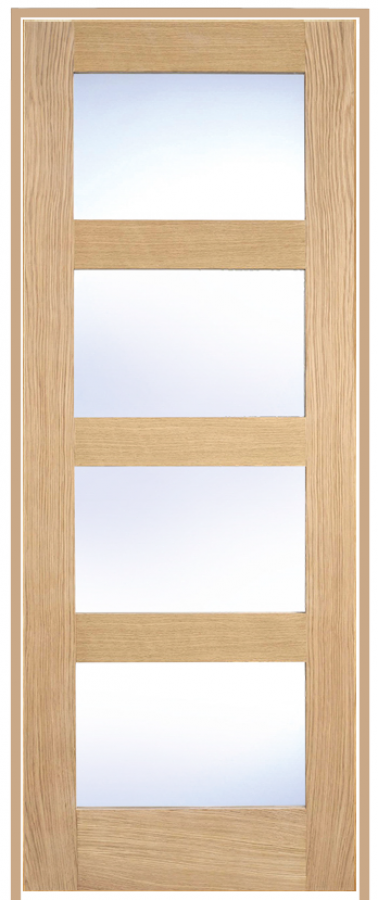 Shaker Oak Prehung Door with Frosted Glass (un/pre-finished)