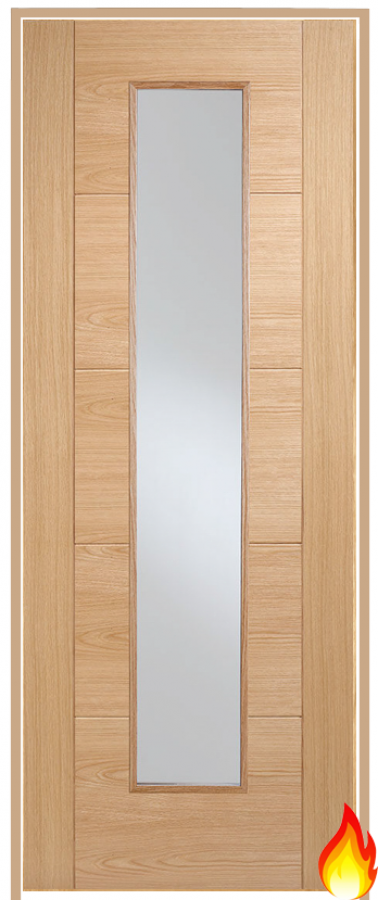 Vancouver Long Light Oak Prehung Fire Door (pre-finished)