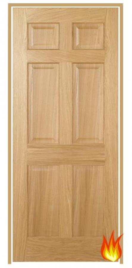 Regency 6 Panel Internal Oak Prehung Fire Door (un-finished)