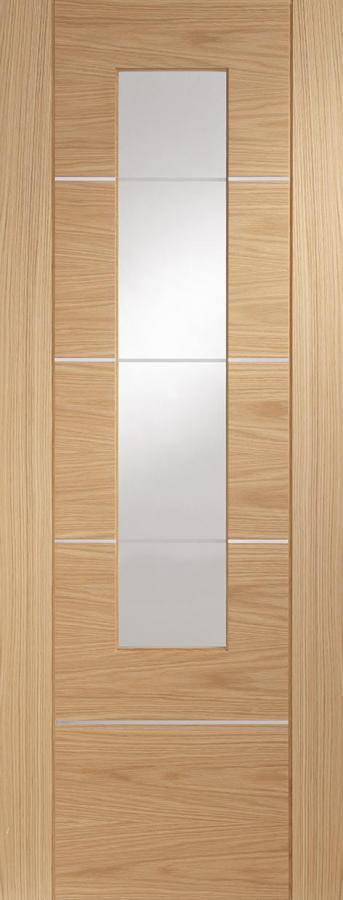 Portici Internal Oak Door with Clear Glass (pre-finished)