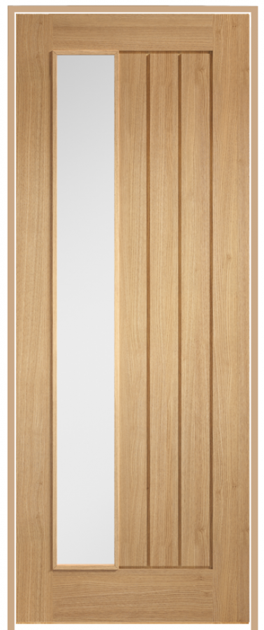 Mexicano Offset with Obscure Glass Oak Prehung Internal Door (pre-finished)