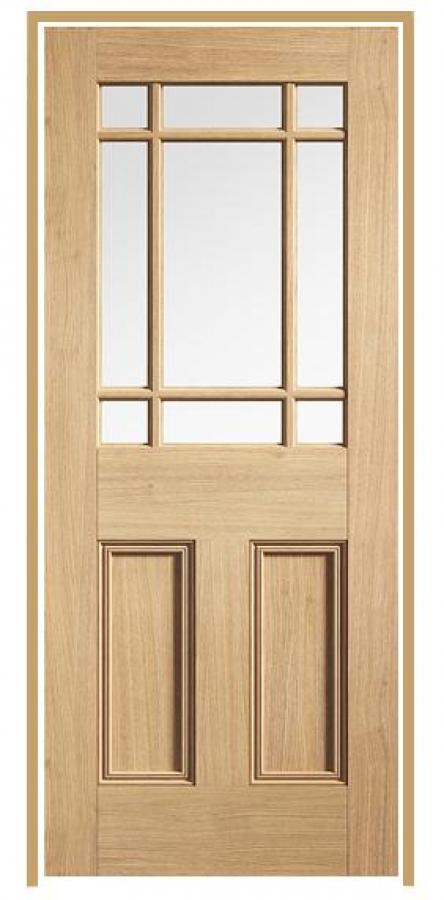 Downham Oak Prehung Door with Clear Glass (un-finished)