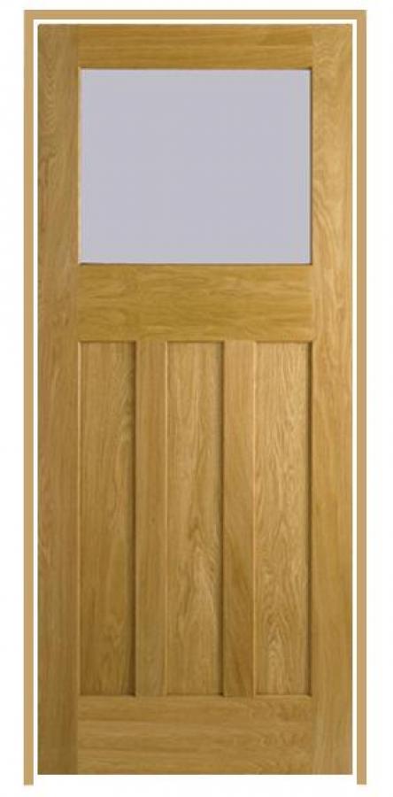 DX 30's Style Oak Prehung Door with Frosted Glass (un-finished)