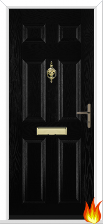 Rufford 6 Panel External Apartment Entrance Composite PreHung Fire Door (FD30)