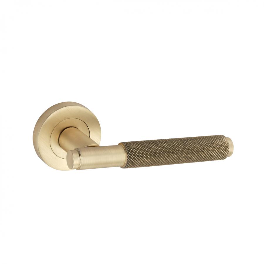Connaught Knurled Designer Lever on Rose (satin brass)