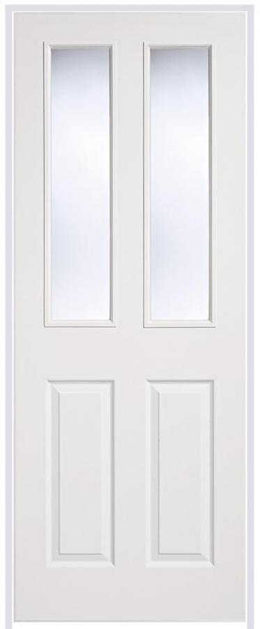 Textured 2P/2-Light (hollow core) Primed White Prehung Door with Clear Glass