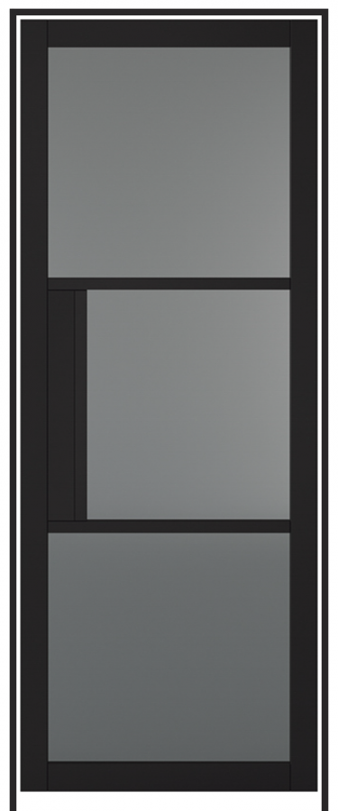 Tribeca Black Prehung Internal Door with Tinted Glass