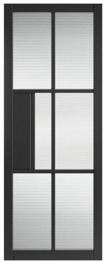 Civic Black (pre-finished) Internal Door with Horizontal Reeded Glass
