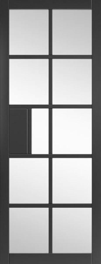 Plaza Black (pre-finished) Internal Door with Clear Glass