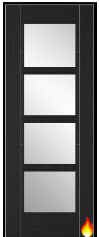 Vancouver 4-Light with Clear Glass Charcoal Black Prehung Fire Door