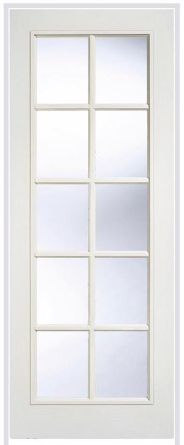 Textured 10-Light (hollow core) Primed White Prehung Door with Clear Glass