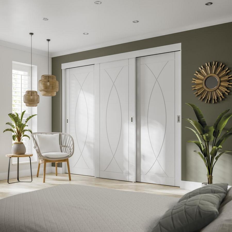 White 3 Door Double Top Wardrobe Frame (Inc. Hardware Kit)