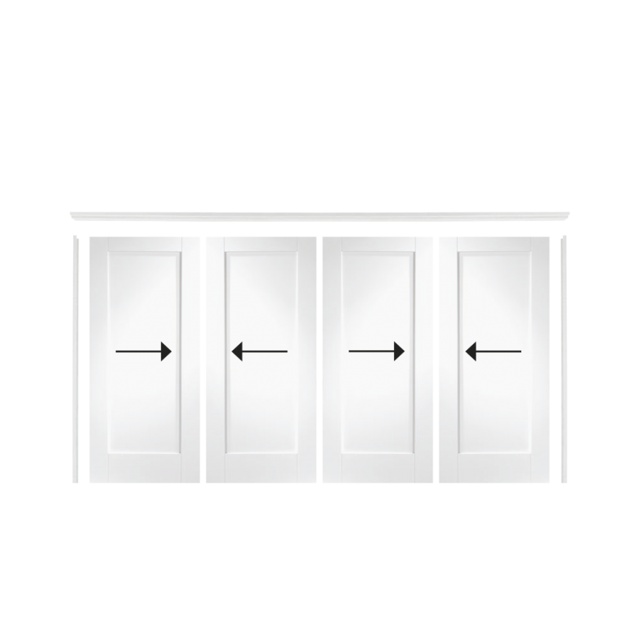 White 4 Door Double Top Wardrobe Frame (Inc. Hardware Kit)