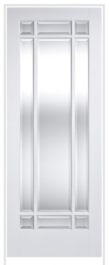 Manhattan Primed White Prehung Door with Clear Bevelled Glass