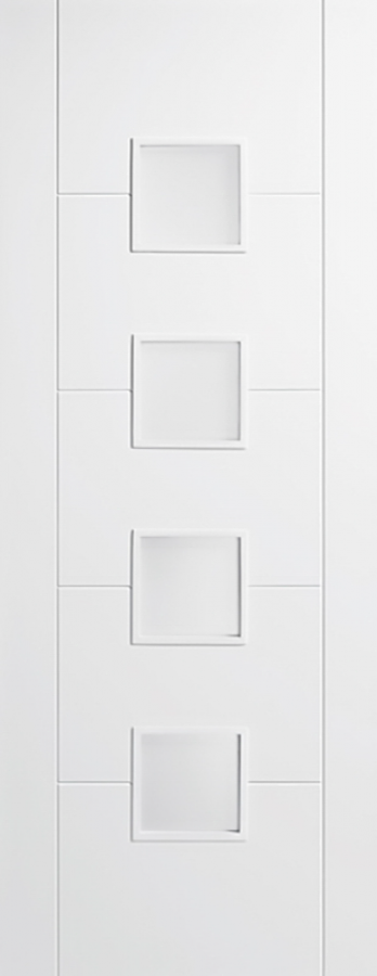 Vancouver 4-Light White Primed Internal Door (with frosted glass)