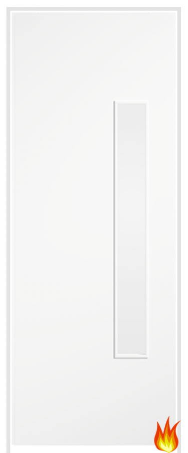 18G Flush Primed White Prehung Internal Fire Door with Clear Glass (FD30)
