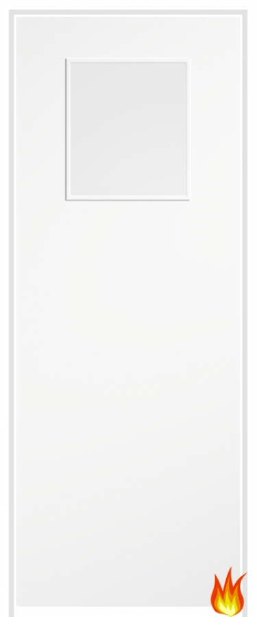 1G Flush Primed White Prehung Internal Fire Door with Clear Glass (FD30)