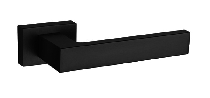 Tupai Rapido Retaline Rillo Matt Black Lever Handle on Rectangular Rose