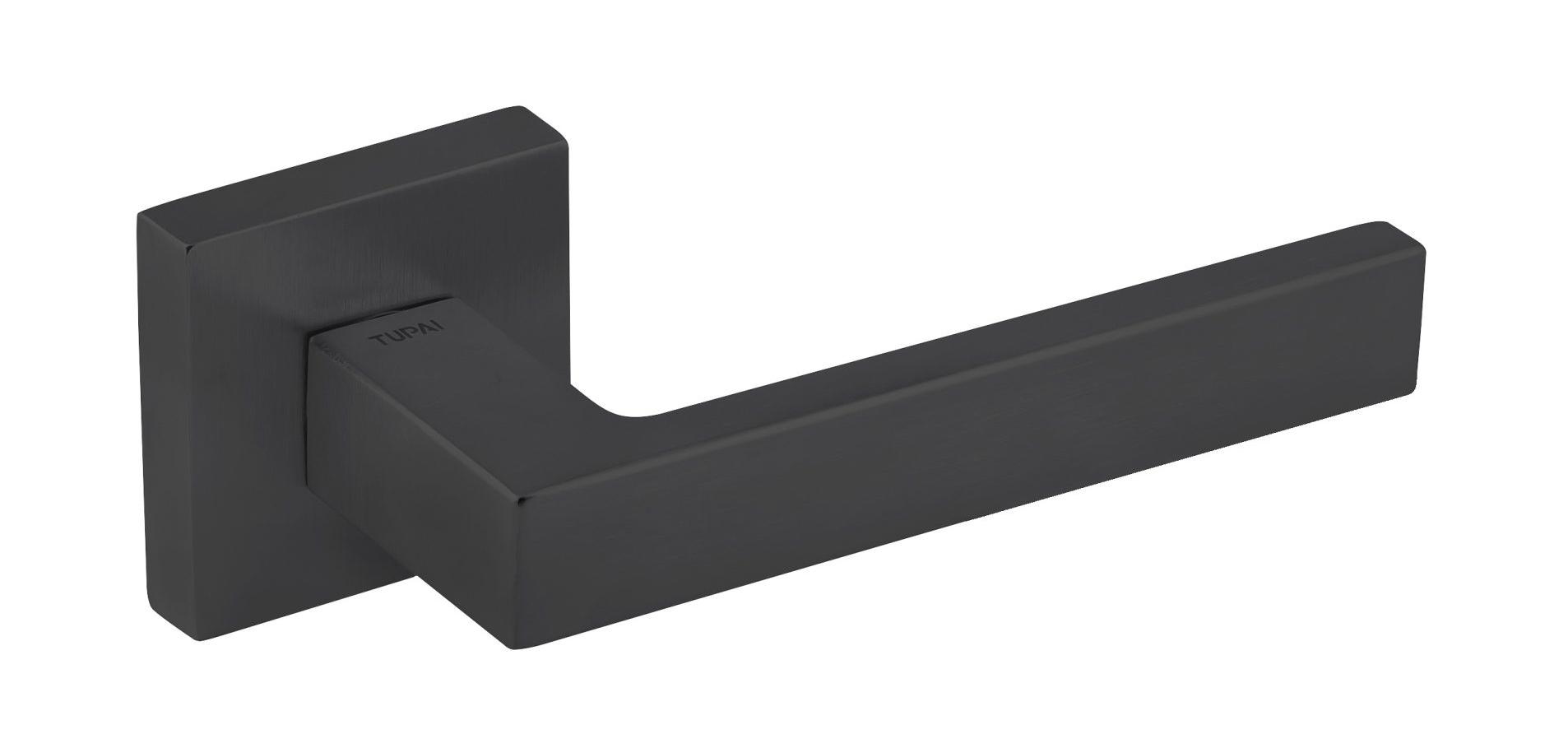 Tupai Rapido Quadraline Rillo Matt Black Lever Handle on Square Rose