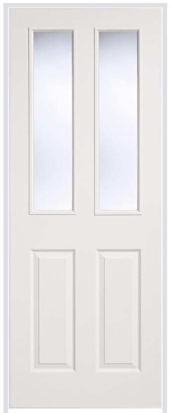 Textured 2P/2-Light (hollow core) Primed White Prehung Door with Clear Glass