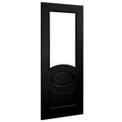 Clarendon Black Door with Clear Bevelled Glass and 18mm Lippings (pre-finished)