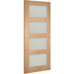 Coventry 4-Light Oak Door with Obscure Laminate Glass (18mm lippings)