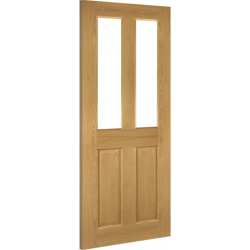Bury Oak Door with Clear Bevelled Glass - Pre-finished (18mm lippings)