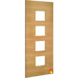 Augusta Oak Fire Door with Clear Glass FD30 (pre-finished) and 18mm Lippings