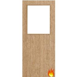Flush Oak Fire Door with Glass (Opt. 1)