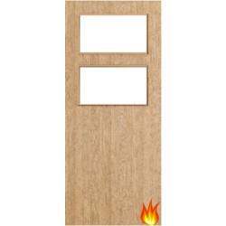 Flush Oak Fire Door with Glass (Opt. 2)