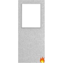 Flush Light Grey Ash Fire Door with Glass (Opt. 1)