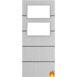 Light Grey Ash Fire Door with Glass/Horiz. Inlays (Opt. 2)