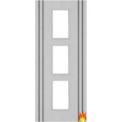 Light Grey Ash Fire Door with Glass/Vertical Inlays (Opt. 11)