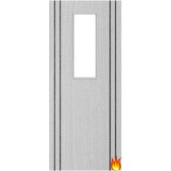 Light Grey Ash Fire Door with Glass/Vertical Inlays (Opt. 14)