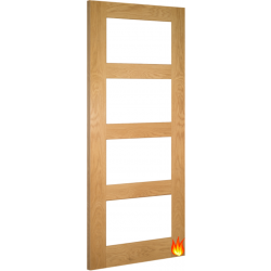 Coventry 4-Light Oak Fire Door (FD30) with Clear Glass (18mm lippings)