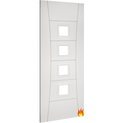 Pamplona White Primed Internal Fire Door with Clear Glass (FD30)