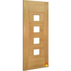 Pamplona (clear glass) Oak Fire Door with 18mm Lippings (pre-finished)