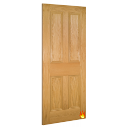 Kingston 4 Panel Oak Fire Door (FD30) with 18mm Lippings
