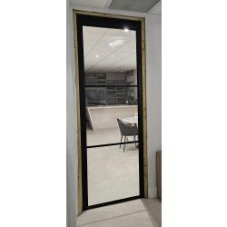 3-Light Black Aluminium Crittal Style Doorset with Polyglas