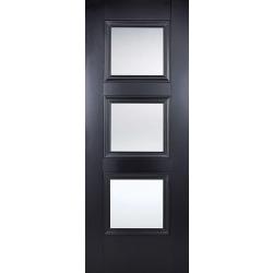 Amsterdam Black Primed Internal Door with Clear Glass