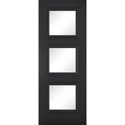 Antwerp Black Primed Internal Door with Clear Glass