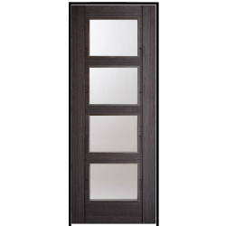 Vancouver Ash Grey Prehung Door with Clear Glass