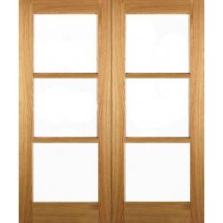 Bespoke (made to measure) Solid Oak 3-Light French Doors