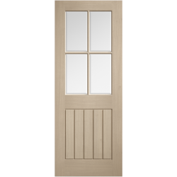 Mexicano Blonde Oak Door with Clear Bevelled Glass (pre-finished)