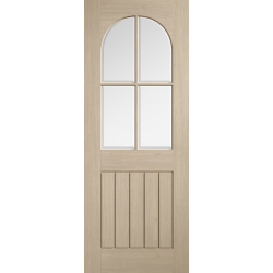 Mexicano Blonde Oak Arched Square Top Door with Clear Bevelled Glass (pre-finished)