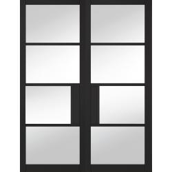 Chelsea Black Double Doors with Clear Glass (pre-finished)