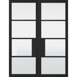 Chelsea Black Double Doors with Reeded Glass (pre-finished)