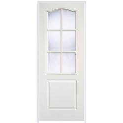 Textured Classical (hollow core) Primed White Prehung Door with Clear Glass